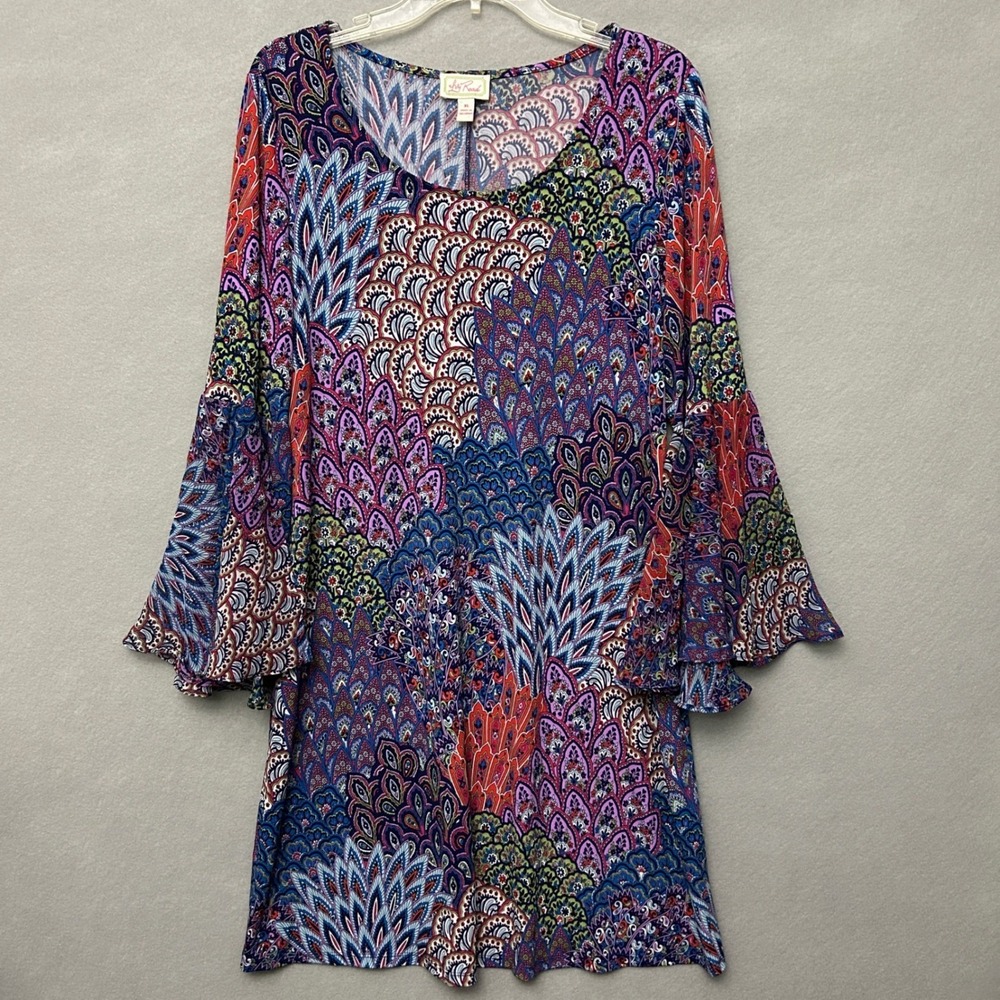 Ivy Road Top Dress Women's XL 90s Y2K Sheer Bell Sleeves Hippie Psychedelic Twee